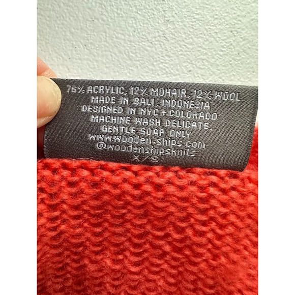 Wooden Ships Paola Buendia Orange Salmon Pullover Sweater Wool Mohair XS/S - Picture 6 of 9
